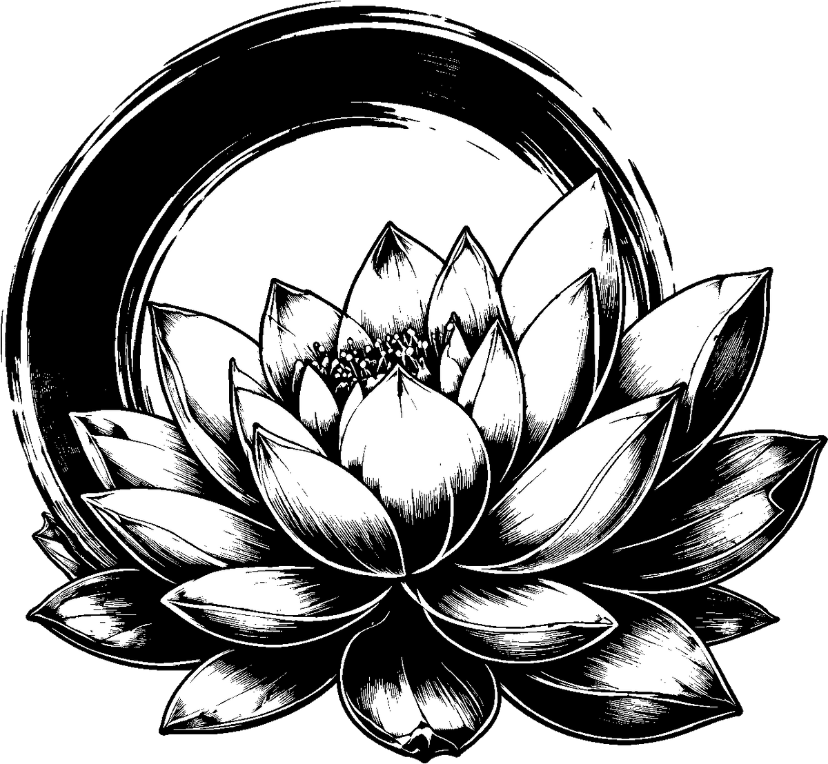 Lotusblüte im Enso Kreis