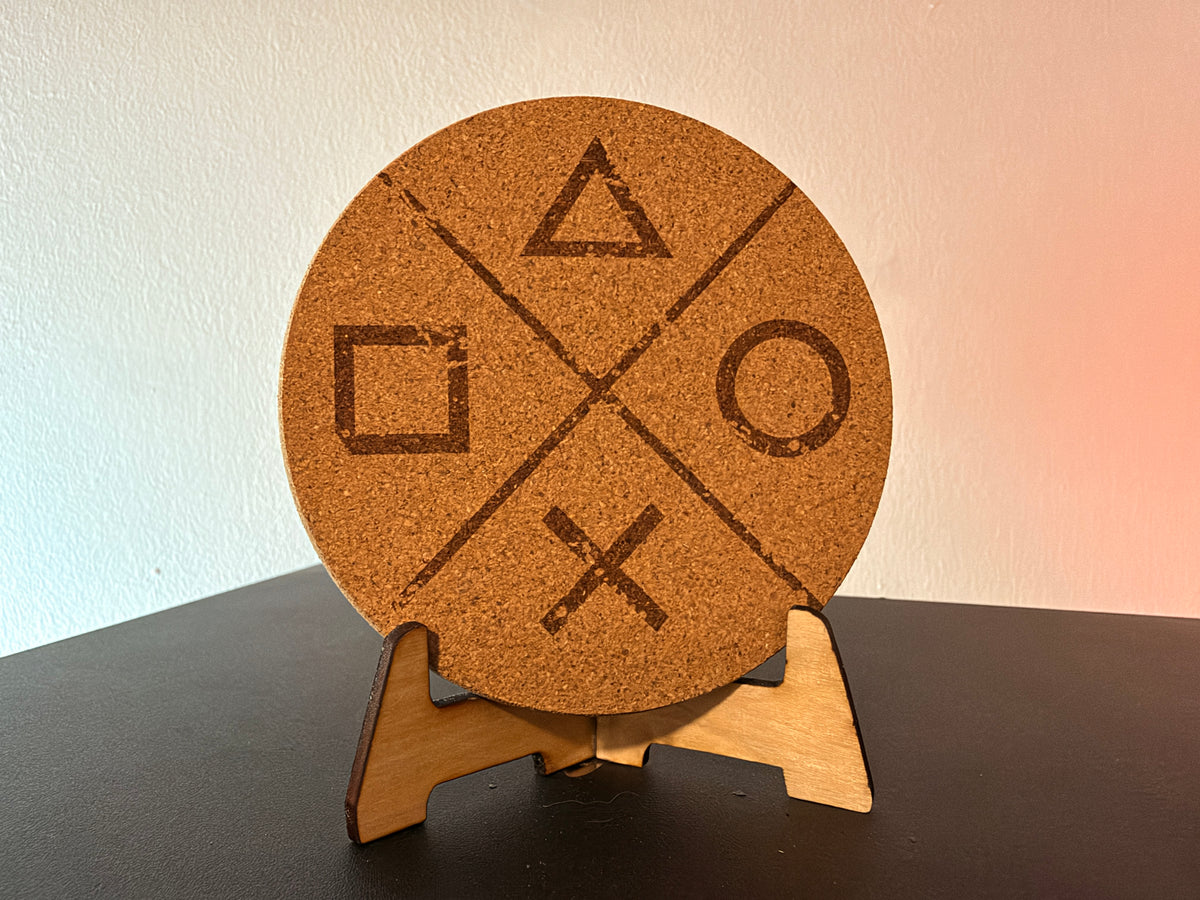 Gaming Untersetzer aus Kork – PlayStation Controller-Symbole